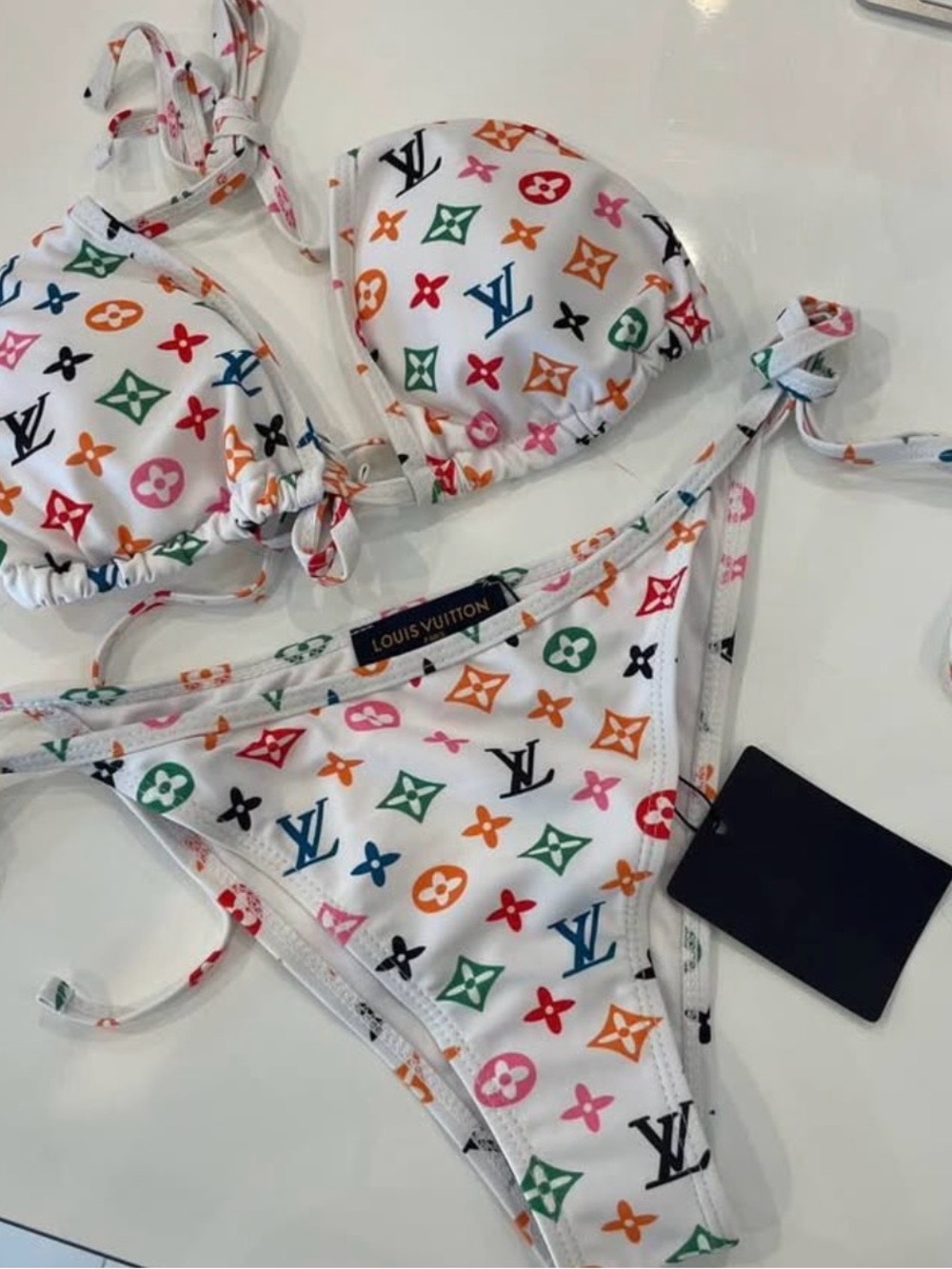 White monogram bikini set